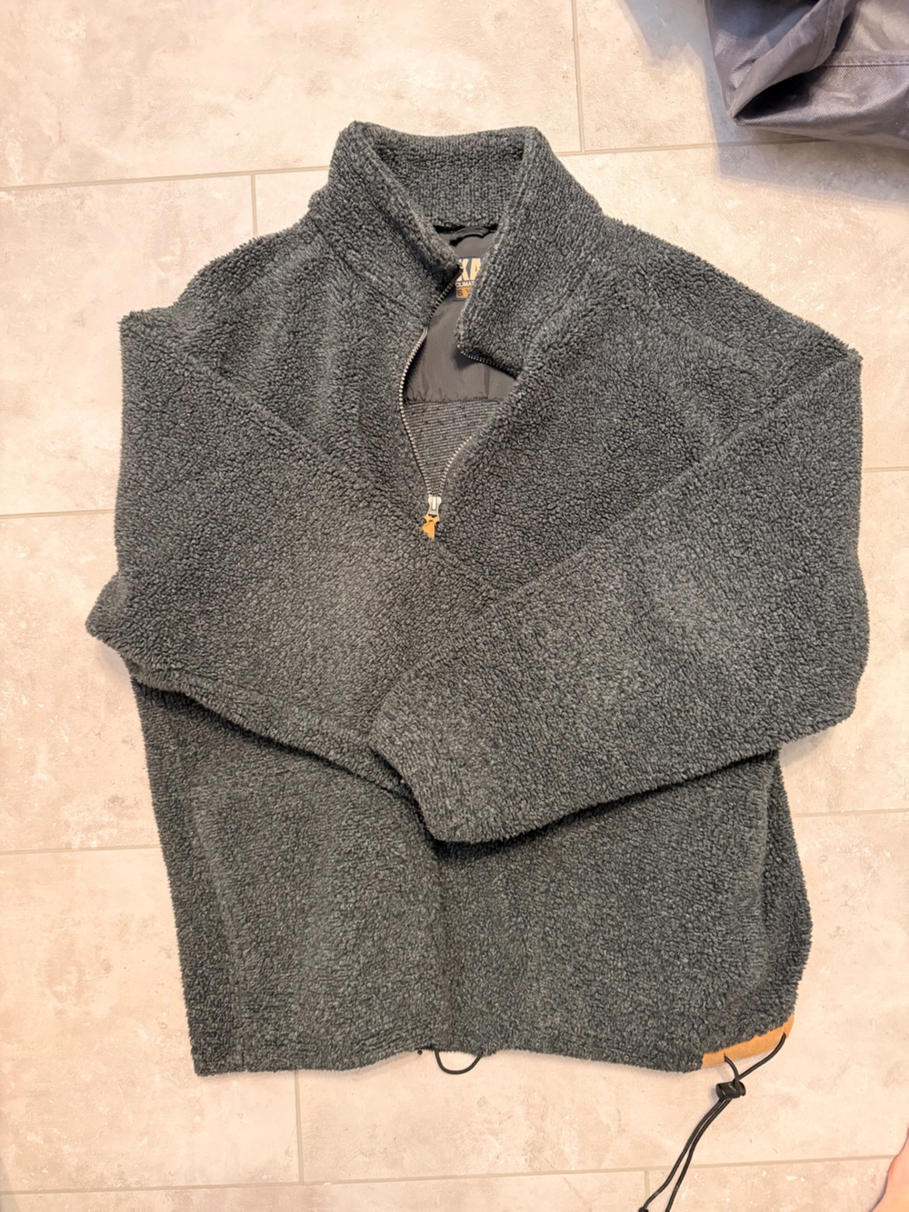 Men's Charcoal Gray Half-Zip Sherpa Pullover Sweater